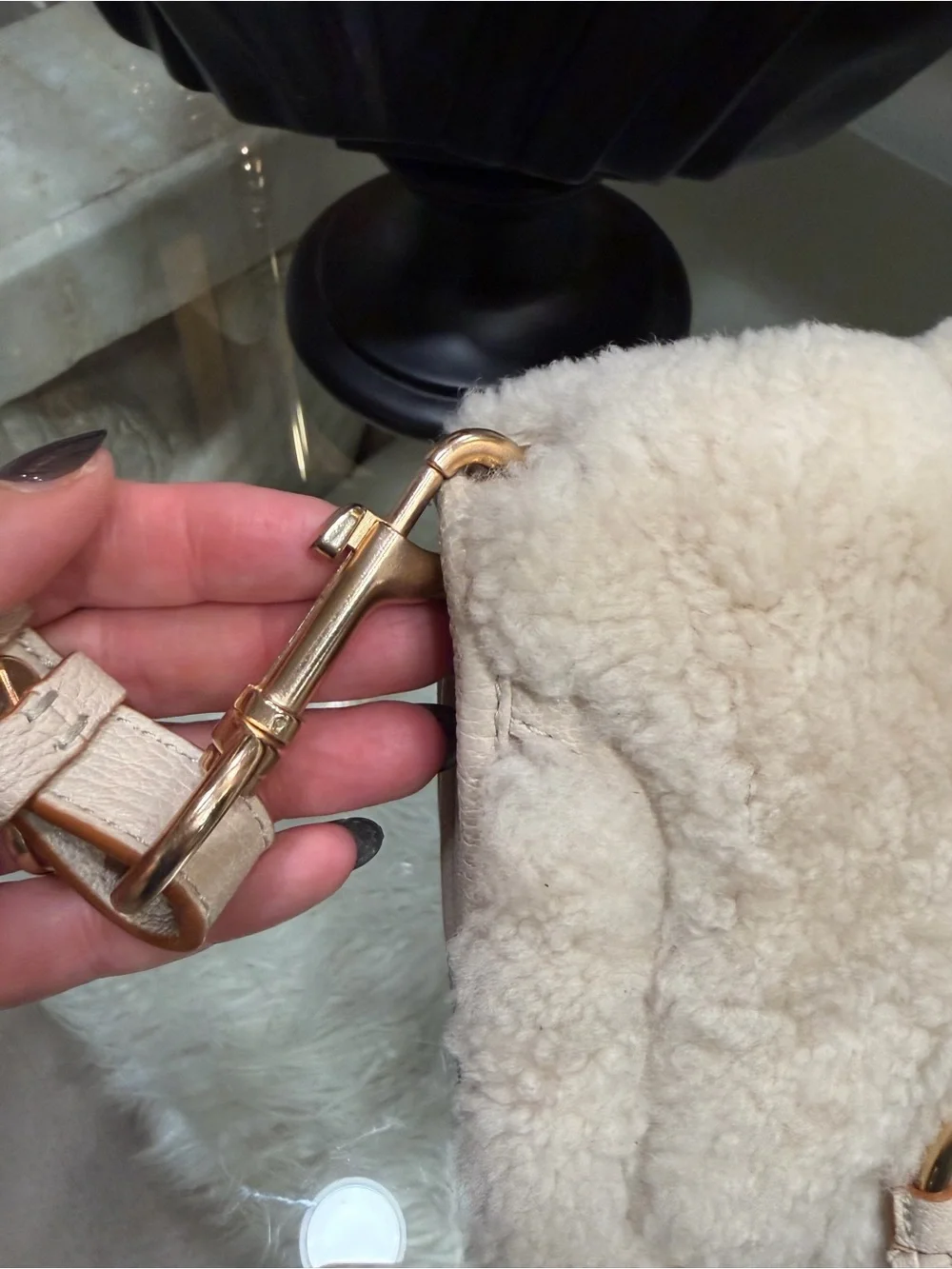 See by Chloe Plush Shearling Crossbody Bag - Cream